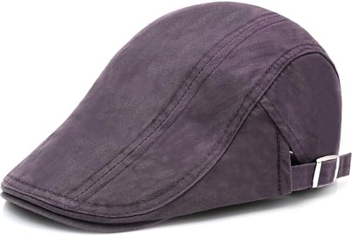 HIQUACC Flat Cap for Men Vintage Gatsby Hunting Cap Newsboy-Style Irish Beret Driving Cabbie Hat (Mauve Grey)