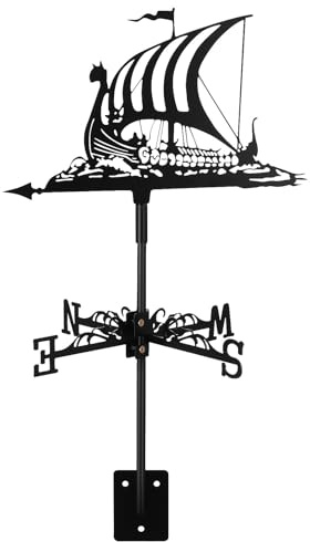 ibasenice Girouette de Jardin en Fer de Voilier, Indicateur de Direction du Vent Robuste, Piquet Métallique à Insérer au Sol, Décoration Extérieure pour Terrasse et Pelouse, Kit Déco Patio