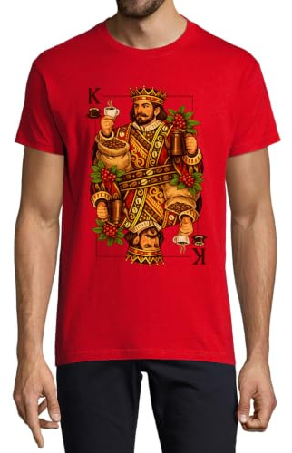 Regal King firar kaffe kultur rund hals bomull herr t-shirt röd