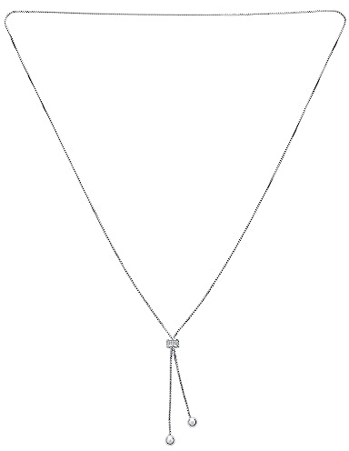 Bling Jewelry Minimalistische CZ Geometrische Runde Kugel Lineare Lariat Quaste Y Schiebe Halskette Choker Für Frauen Teenager .925 Sterlingsilber Verstellbar