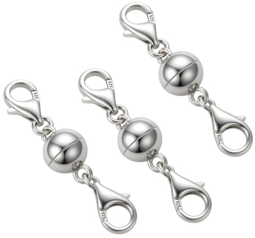 My-Bead Magnetverschlüsse 925 Sterling Silber 30mm Kugel Ø 8mm für Halsketten Armbänder Ersatz & Reparatur Kugelmagnete Schmuckverschluss DIY (3 Stück)