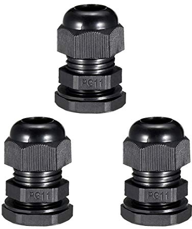 sourcing map PG11 Presse-étoupe Câble Glande Imperméable Plastique Joint Réglable Contre-écrou Noir pour 5mm-10mm Diamètre Câble Fil 3Pcs