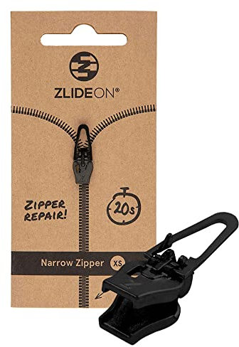 ZlideOn Reißverschluss Zipper Ersatz Reparatur Set – Schwarz Reißverschluss Reparieren Für schmale Reißverschlüsse 1 Pack (XS) - Reissverschluss-Reparaturset