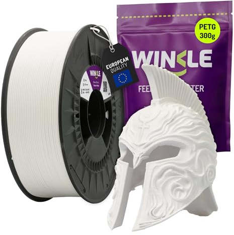 WINKLE PETG Filament 1.75mm Eisweiß, 300g Spule, 3D Drucker Filament | Kompatibel mit FDM Druckern, 3D-Druckmaterialien, Maßgenauigkeit +/- 0.03mm, Schlagfest, Leicht zu Bedrucken