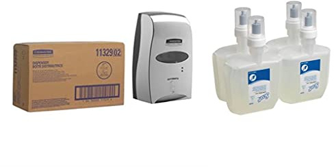 Kimberly-Clark Professional berührungsfreier automatischer Seifenspender 11329 – 1 x, Chrom+ Scott Control Schaum-handseife 6345, 4 x 1,2 l elektronische Nachfüllkassetten - transparent