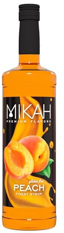 Mikah - Premium Flavors - Peach (Pesca) | Sciroppo Per Drink e Dessert | Uso Professionale | 1 Litro (1000ml)