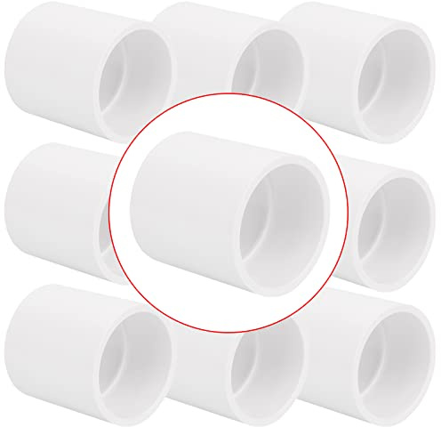 10Pack 1-1/2 PVC Pipe Coupling Adapter Pipe Fittings (Socket x Socket) Contractor Pack Schedule 40 Heavy Duty 1.50 Inch PVC Slip Socket Connectors for DIY PVC Shelf Garden Support Structure, White
