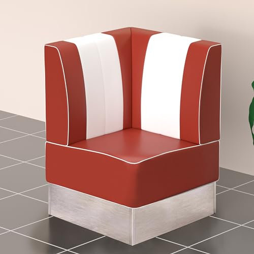 GGMMÖBEL American 3 | Diner Eckbank | B:H 64 x 103 cm | Gestreift | Rot | Leder | American Diner Möbel, American Dinerbank