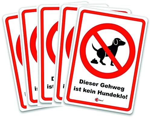 iSecur 5er Set Dieser Gehweg ist kein Hundeklo Aufkleber DIN A6 - hin716 | Verbotsaufkleber keine Hundetoilette, Hunde koten verboten, Laternenaufkleber, konturgeschnitten, UV-Laminat, wetterfest