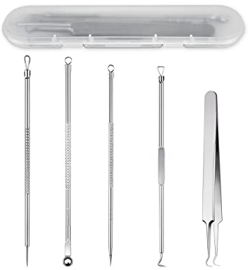 ds. distinctive style Blackhead Remover Tools Set of 5 Black Head Extractions Tool Stainless Steel Professional Pimple Extractor