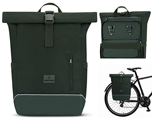 Johnny Urban Fahrradtaschen für Gepäckträger Damen & Herren Grün - Robin Medium Bike - 2 in 1 Fahrrad Tasche Rucksack & Gepäckträgertasche Hinten - Wasserabweisend