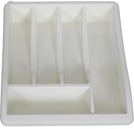 ZARVICZONIA Midnight Plastic Kitchen Cutlery Tray Organizer - Drawer Insert for Tidy Storage and Organization (Cream)