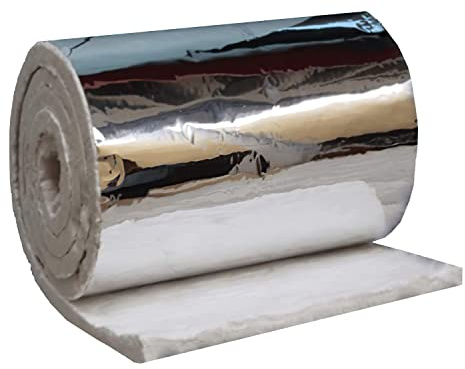 SIMOND STORE Ceramic Fiber Blanket with Aluminum Foil Facing - 8# Density - 1 x 24 x 6.20' - 2400F - High Temperature Insulation Blanket for Stove Furnace Forge Kiln Fireplace Welding Soldering HVAC