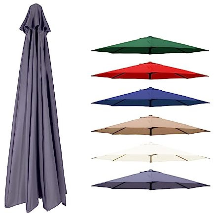 200/270/300 cm Sonnenschirm Ersatzbezug Bespannung Ersatz-Schirm für Marktschirm Patioschirm Tischschirm Kurbelschirm Polyester UV-Schutz 30+ leicht aufzustellen (nur Baldachin)(Farbe:Dark Grey,Größe: