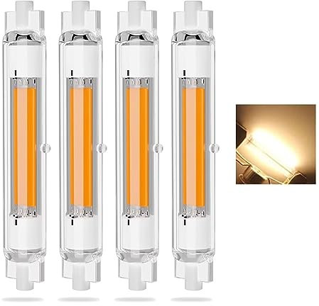 R7S LED 118mm 30W Dimmbar Leuchtmittel, R7S LED COB 118mm Warmweiß 3000K, 30W R7S LED 118mm Lampen Ersatz für 200w J118 Halogenlampen, Kein Flackern, 2000LM 360-Grad-Licht, 4er Pack