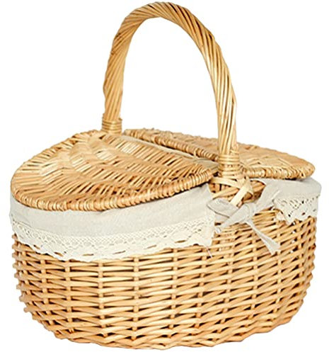 Toddmomy 1 Stück Weiden-Picknickkorb Mit Deckel Und Griff Leere Picknickkörbe Im Vintage-Stil Für Picknick-Camping Im Freien M