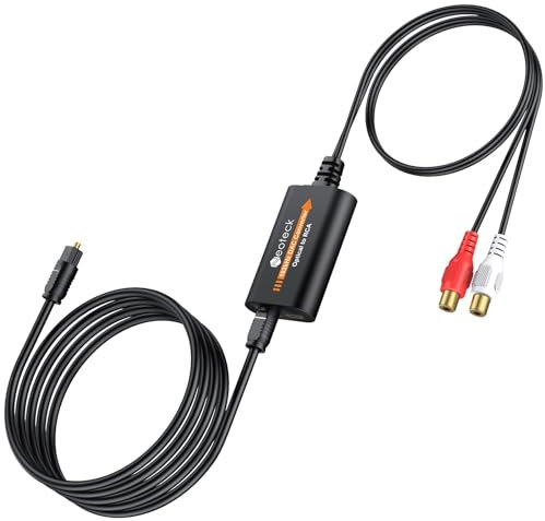 Neoteck 1.2M 192kHz Optical to Rca Converter, Digital to Analog Audio Converter with Built-in Audio Amplifier Chip, Optical to Rca Adapter for HDTV, DVD, Blu-Ray Players, Console