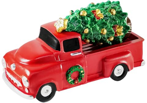Rileryan Christmas Village Accessories Vintage Red Truck Figurines