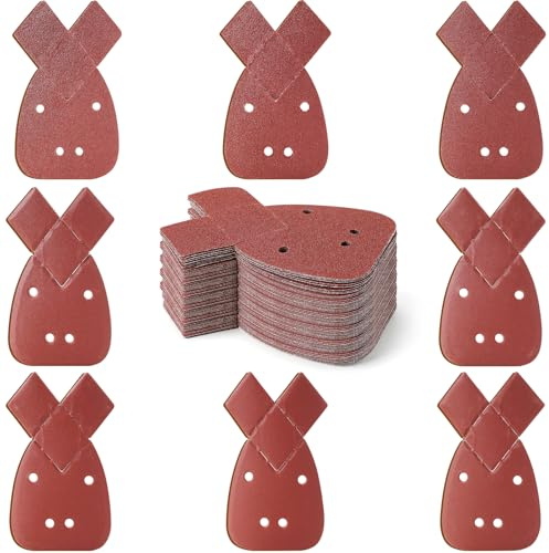 70 piezas hojas abrasivas, triángulos hojas de lijado | 40/60/80/120/180/240/320/400, 8 granos diferentes, De grueso al final