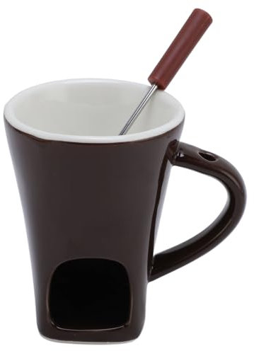 Schokoladenschmelzbecher -Set, Große Kapazität Keramik Persönliche Schokoladen -Fondue -Becher -Set mit Gabel, Teelicht Kerze Mini Suchbecher für Date Night Birthday Hochzeit