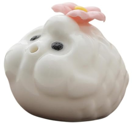 Milageto Mini bolle statua in ceramica tè ceramico Pieno portabicchieri decorazioni in miniatura ornamento desktop per ufficio per ufficio da scrivania, Bianco