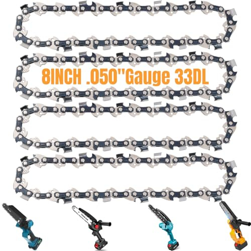 Eyoloty 4 Pack Mini Chainsaw Chain for 8 Bar 33 DL,3/8 LP, .050 Gauge | Fit for 8 Cordless Electric Portable Mini Chainsaws, Durable Carbon 8Inch Chainsaw Chain for Pruning Shears and Wood Cutting