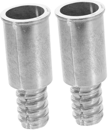 DINHEAROM 2pcs American-Style Broom Handle Threaded End Replacement Tips Metal Aluminum Alloy Extension Pole Adapter for Mop and Broom Secure Attachment for Household Cleaning
