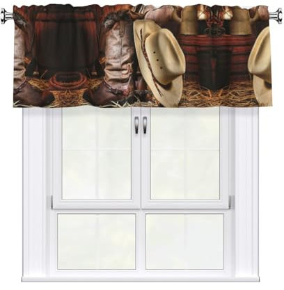 Querbehang Küche mit schwarzem Cowboyhut für Wohnzimmer, Badezimmer, Heimdekoration