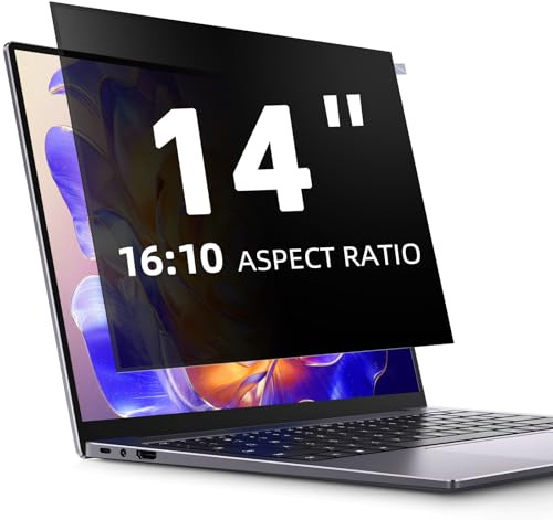 LUSA DESIGN Blickschutzfolie für 14 Zoll Laptop 16:10 Seitenverhältnis | Abnehmbar sichtschutz, Anti Blaulicht Blendschutz Displayschutz für Lenovo Hp Dell Acer Asus Thinkpad Envy Xps