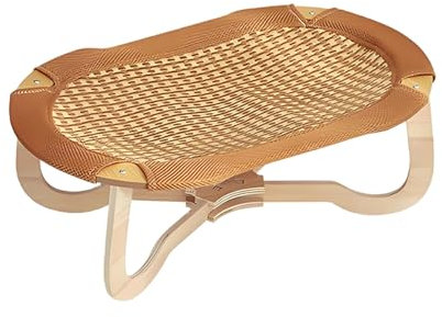 Innenkatzen Rattankorb | Belüftetes Erhöhtes Rattan Bett Design Für Indoor Katzen Mit Kühleffekt - Atmungsaktive Hängematte Gewebt Kratzfest Für Kleine Mittel Große Rassen Boden Hof Garten
