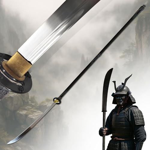Handgeschmiedetes Naginata – Original japanische Stangenwaffe der Sohei Kampfmönche – Scharfe Replik für Kobudo, Kampfsport, Training und Sammlung – Traditionelle Samurai Lanze