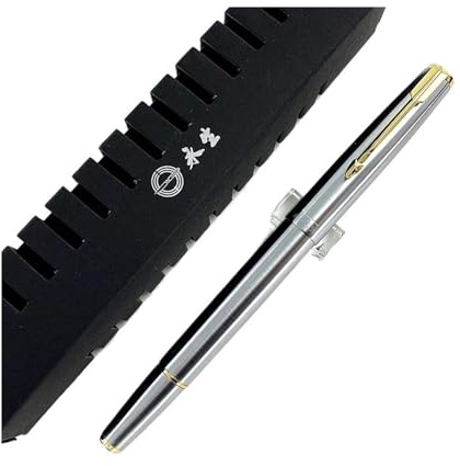 EPANO Penna stilografica a stantuffo in acciaio con pennino extra fine in iridio, strumento di scrittura premium (dorato, 0,38 mm)
