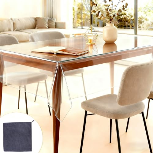 VOSSOT Nappe Transparente 140×180cm – Nappe Transparente Épaisse en PVC, Toile Cirée Transparentes rectangulaire, Lavable et résistantes à la Chaleur pour Salle à Manger, Cuisine et Salon