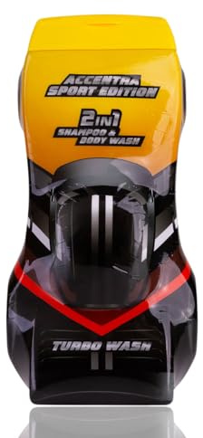 Accentra 2-i-1 duschgel ACCENTRA RACING för kropp och hår - Vårdande dusch och schampo i en dekorativ bilflaska, duschgel i bildesign, 300 ml, doft: Ocean, presentidé för barn och pojkar