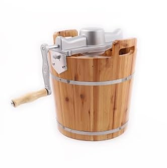 Sorbetières électrique, Machine à Crème Glacée Manuelle en Bois, Style Traditionnel, avec Manivelle