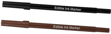 TOYANDONA 2pcs Double-ended Edible Baking Pens Black Brown for Decorating Frosting Cookies and Fondant with Fine Tips