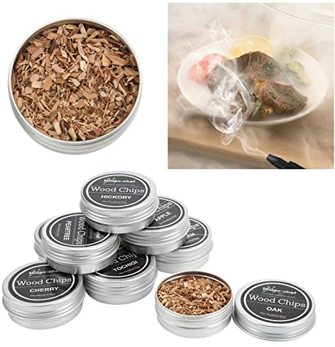 Ausla 8 Geschmacksrichtungen Räucherchips Cocktail Räuchern Chips für Whiskey Bourbon Essen mit Natürlichem Apfelholz Hickory Eiche Kirsche Pfirsich Birne Gemischtem Sägemehl