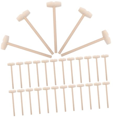 JOINPAYA 30pcs Mini Wooden Mallet Solid Hardwood Mini Wood Hammer for Chocolate Cracking DIY Crafts Party Game Tool for Classroom and Festival Activities