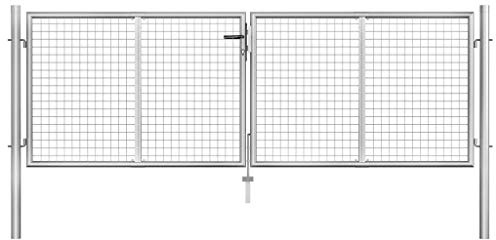 Emmtore Gartentor Verzinkter Stahl 306 x 75 cm Silber