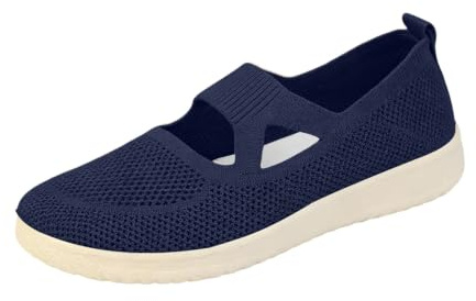 Zapatos planos Mary Jane de malla para mujer | Ajuste ancho ortopédico, punta redonda, antideslizante, hueco, transpirable, oficina, caminar, vacaciones