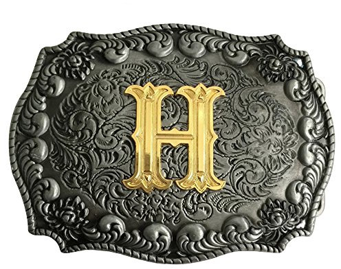 Bai You Mei Herr Western klassisk guldpläterad bokstav cowboy bältesspänne, B, En Storlek