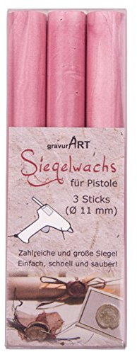 gravurART Siegelwachs flexibel, 11mm Durchmesser für Siegelpistole, Farbe Rosé-Perl. 3 Stangen