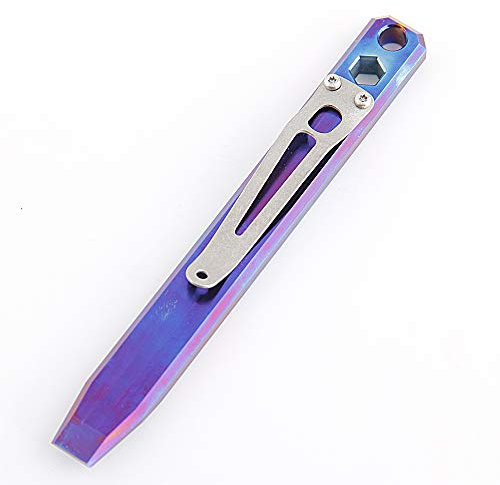 Großer, robuster Titan-Hebelstechstab, EDC Multifunktions-Schlüsselanhänger mit Taschenclip (blau)