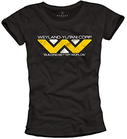 MAKAYA Weyland Yutani Corp T-Shirt För Damer - Alien Fanshirt - Kvinnor/Flickor/Systrar Svart Storlek M