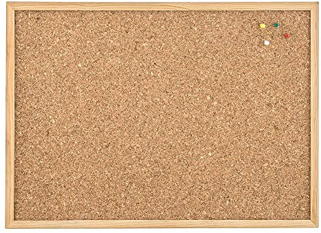 WONDAY Tableau liège cadre bois 60x90cm, Montage mural, Marron, Rectangulaire, Texturé