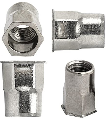 OPIOL QUALITY® Einnietmuttern kl. Senkkopf mit Teilsechskantschaft offen 8x17 mm aus Edelstahl A2 V2A (50 Stück) Nietmuttern Muttern Senkmuttern Blindnietmuttern