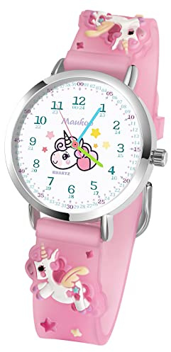 Maukoo Montre Enfant, Montre à Quartz Analogique de Dessin Animé 3D, Montre-Bracelet pour Garçons et Filles, Montre pour Enfant étanche 30M Bracelet en Silicone (Unicorn Pink A)