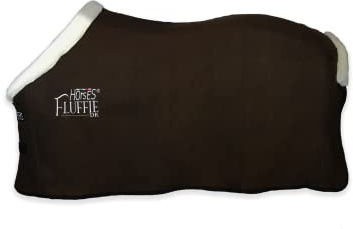 Horses, Coperta per Cavallo in Pile Fluffie DK, Morbida e Comoda, con Inserti in Pelo sul Collo e sopra la Coda (145 cm, Marrone Scuro)