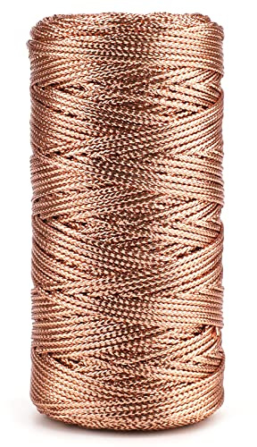 G2PLUS 100M Metallic Schnur 1.5mm Roségoldfaden Kordel DIY Bastelschnur, Verpackungsschnur für Geschenkpapier, Dekoration, Handwerk