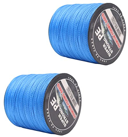 2 Packung ZONADAH 600m/656yds PE Geflochtene Angelschnüre Blau Heavy Duty Größe 8.0 (40kg/88lbs) 4 Stränge webt Köderangeln, Felsen, Boot, Strand, Süßwasser, Salzwasser Angelschnüre